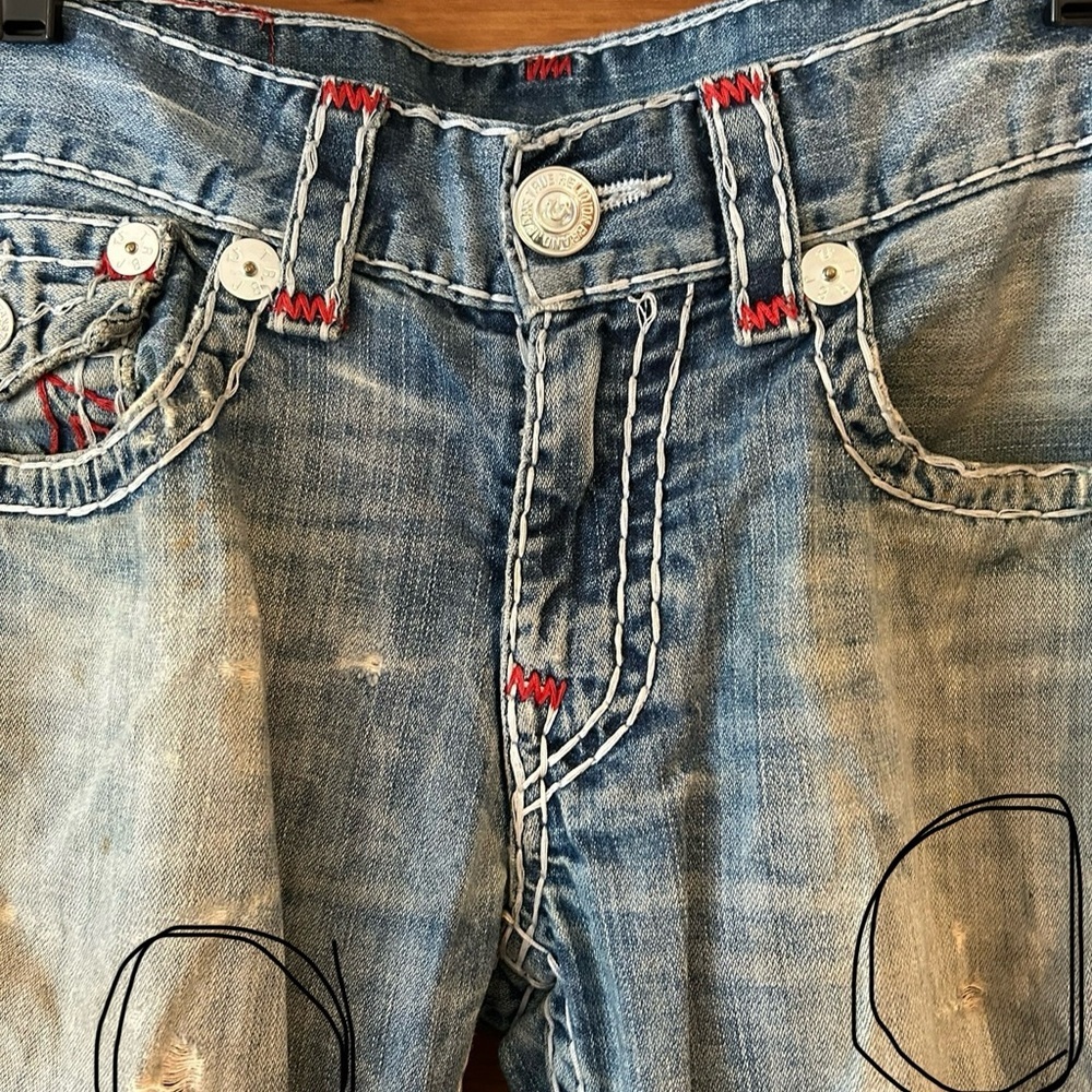 True Religion "WORLD TOUR" Men’s/ size 31/ Ricky Red Stitch Super T jeans - Picture 6 of 16